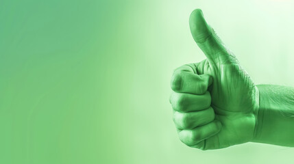 green thumbs up hand gesture for eco-friendly and positive feedback concepts