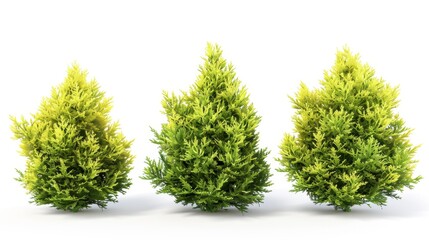 Fototapeta premium Green Shrubs Isolated on White Background, Generative AI