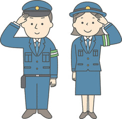 敬礼する警察官