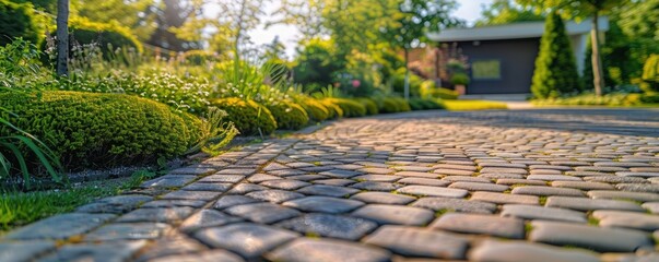 Beautifully Landscaped Driveway with Interlocking Pavers