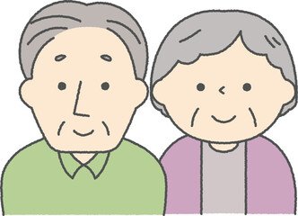 笑顔で寄り添う高齢者夫婦