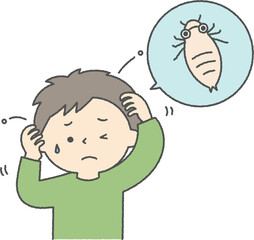 髪にシラミがいる男性