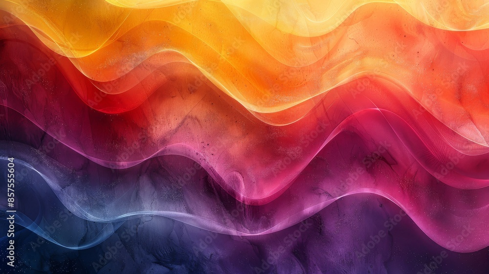 Poster a vivid and colorful abstract artwork featuring waves and flowing lines, representing a harmonious b