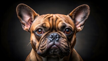 Fototapeta premium A Studio Portrait Of A French Bulldog With A Dark Background