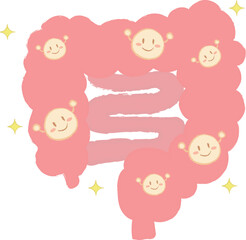 善玉菌のいる健康な腸　手書き風