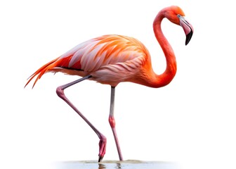 Obraz premium A beautiful flamingo isolated on a white background. this image is perfect for use in marketing materials, website design, and other creative projects.
