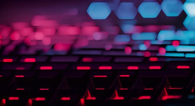 Futuristic abstract computer keyboard with gradients on dark background