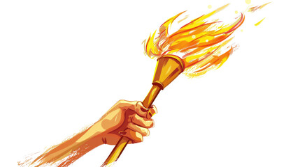 Hand with Olympic flame on transparent background