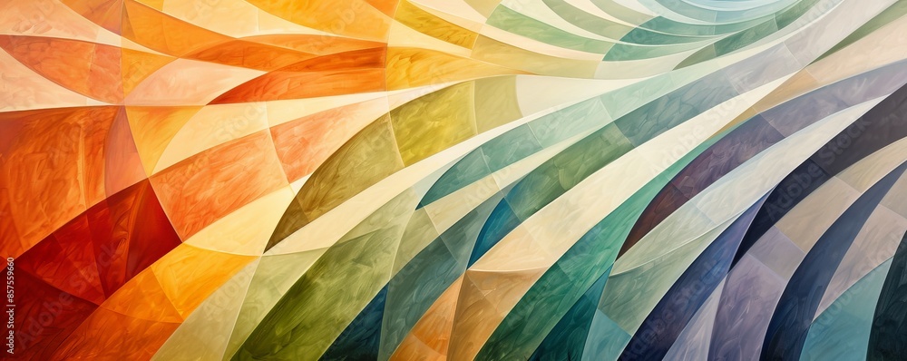 Poster Abstract colorful geometric pattern with warm and cool tones.