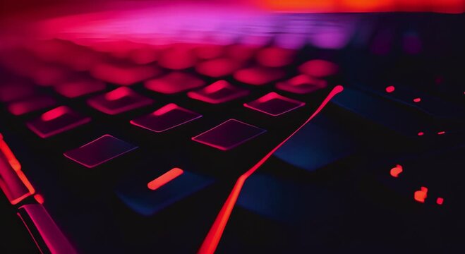 Futuristic abstract computer keyboard with gradients on dark background