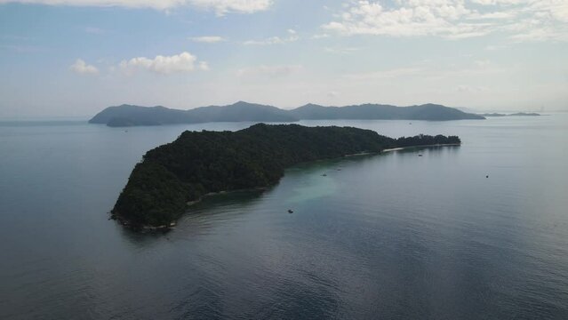 The aerial view of Tunku Abdul Rahman Marine Park in Malaysia