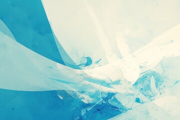 Abstract Watercolor Painting in Blue and White Tones