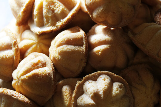 Bahulu or baulu is a traditional Malay pastry. It is similar in concept to the madeleine cake