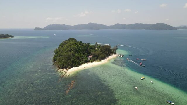 The aerial view of Tunku Abdul Rahman Marine Park in Malaysia