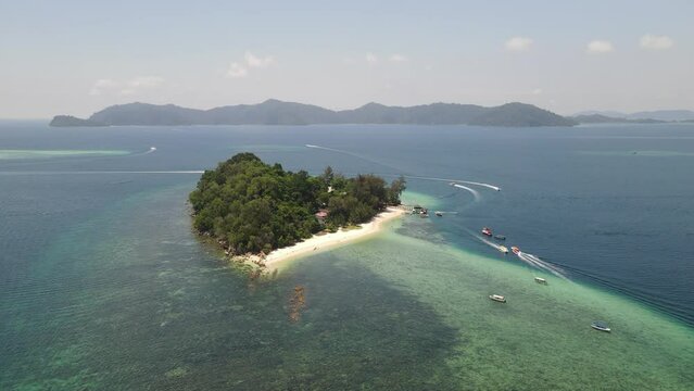 The aerial view of Tunku Abdul Rahman Marine Park in Malaysia