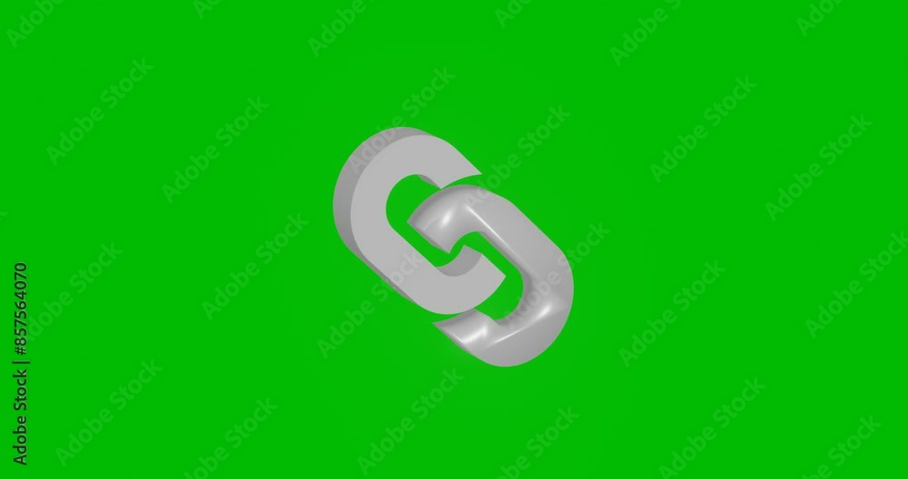 Poster animation of rotation of a white chain symbol with shadow. simple and complex rotation. seamless loo