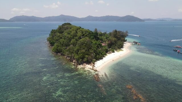 The aerial view of Tunku Abdul Rahman Marine Park in Malaysia