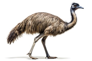 Fototapeta premium A Large Emu Isolated On A White Background.