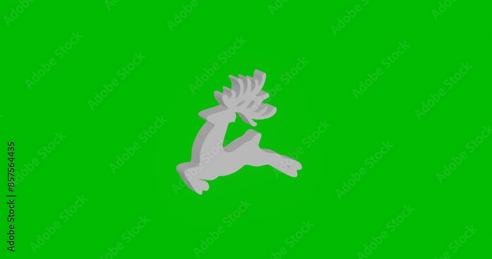 Poster animation of rotation of a white christmas deer with shadow. simple and complex rotation. seamless l