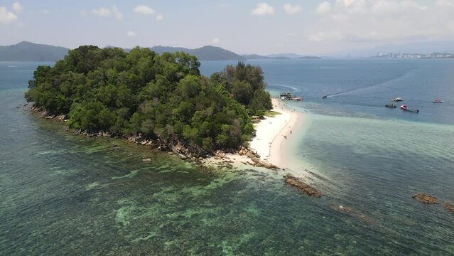 The aerial view of Tunku Abdul Rahman Marine Park in Malaysia