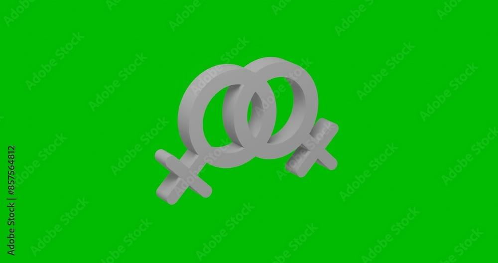 Poster animation of rotation of a white lesbian symbol with shadow. simple and complex rotation. seamless l