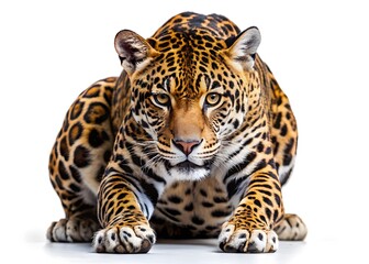 Obraz premium A close-up portrait of a majestic white tiger, its fur contrasting against the plain background