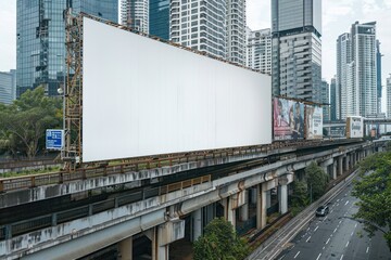Obraz premium Blank Billboard on a City Overpass