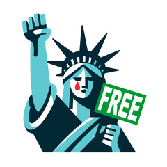 Freedom Cry: Statue of Liberty for Palestine. Vector Illustration. © Mahdi