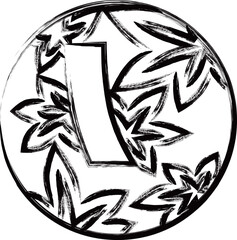 筆書き円形シンプル花札　神無月　紅葉　青短　10月　紅葉に青短