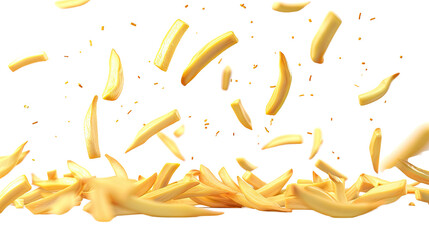 Fototapeta premium French fries flying on a transparent background