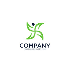 Fototapeta premium fitness logo design with leaves