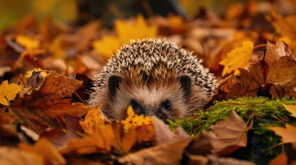 European Hedgehog Hibernation Among Autumn