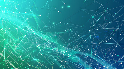 Obraz premium Futuristic Network Connections: Abstract Blue and Green Technology Background