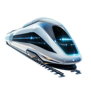 Futuristic high-speed train with sleek design and advanced technology. Represents innovation in transportation and modern travel.