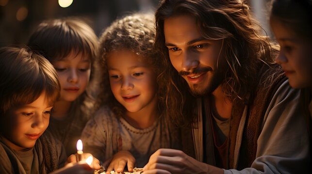 Novena de aguinaldos, family gathering around nativity scene, traditional Christmas spirit and joyful prayers
