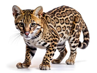 Obraz premium A margay, leopardus wiedii, is a small wild cat native to central and south america. it is a solitary, nocturnal animal that spends most of its time in trees.