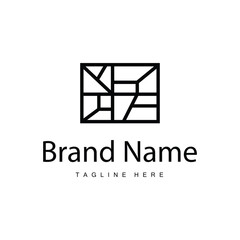 Fototapeta premium Floor Logo Design for Home Ceramic Decoration with Minimalist Abstract Shapes, Vector Templet Illustration