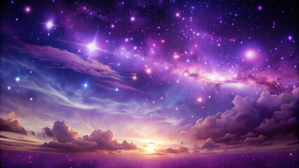 Vibrant purple sky with shimmering stars and swirling galaxies, purple, sky, violet, galaxy, stars, swirling, vibrant
