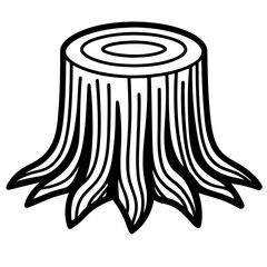 tree stump line art, generative AI