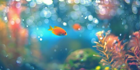 Fototapeta premium A freshwater aquarium with orange fish
