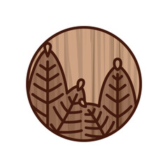 木彫り風円形ミニ花札　睦月　松　1月　松のカス