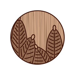 木彫り風円形シンプル花札　睦月　松　1月　松のカス