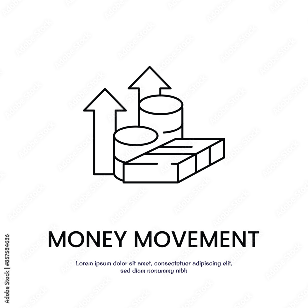 Aufkleber money moving up thin outline icon vector design good for web or mobile app