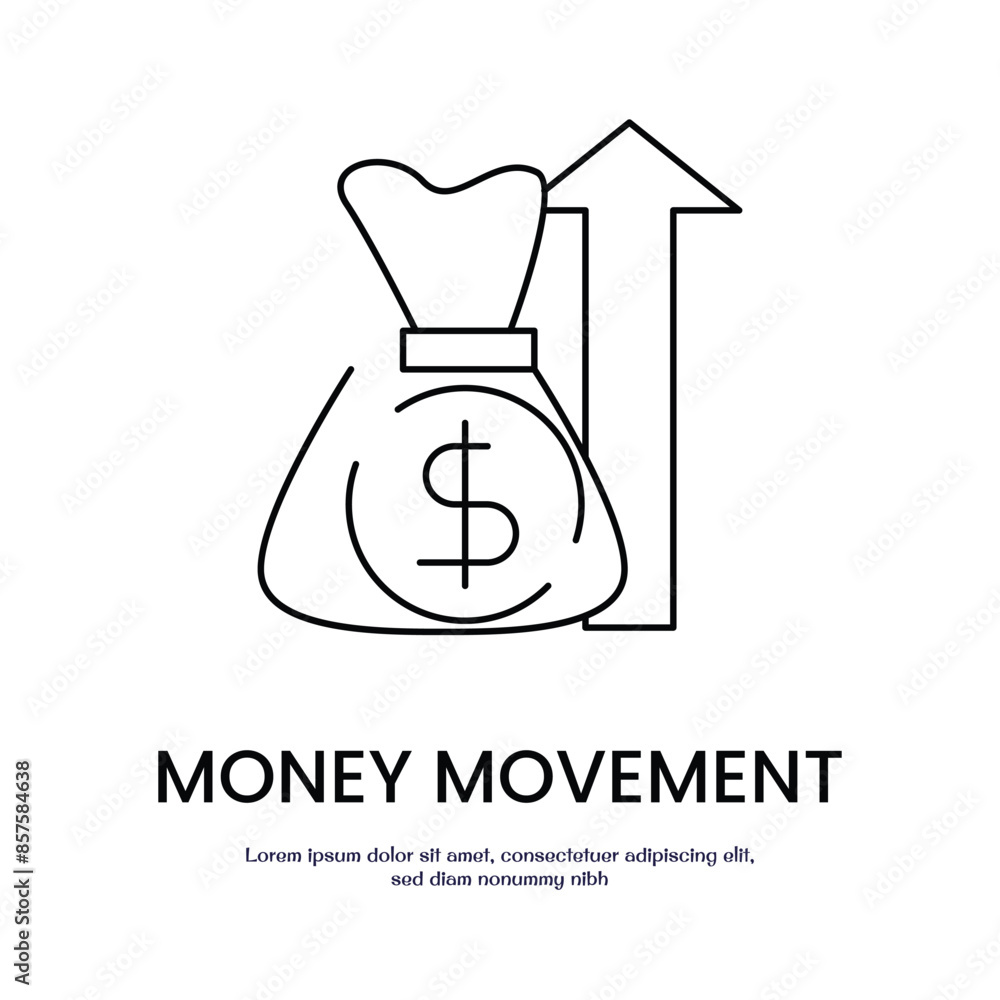 Poster money moving up thin outline icon vector design good for web or mobile app