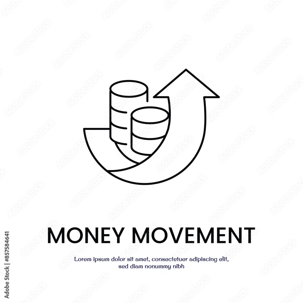 Aufkleber money moving up thin outline icon vector design good for web or mobile app