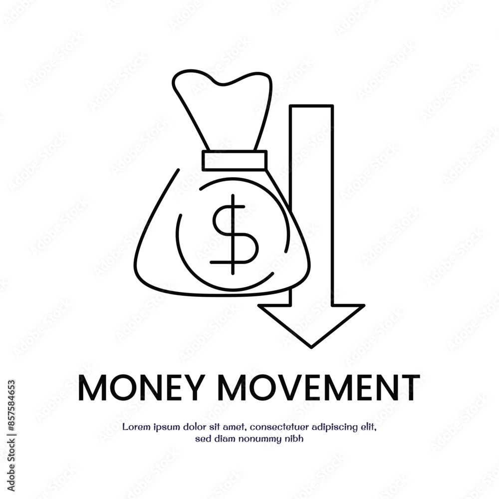 Poster money moving down thin outline icon vector design good for web or mobile app