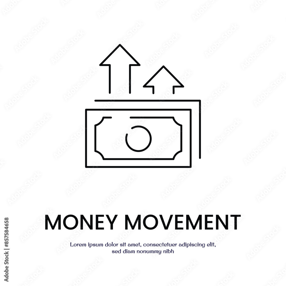 Aufkleber money moving up thin outline icon vector design good for web or mobile app