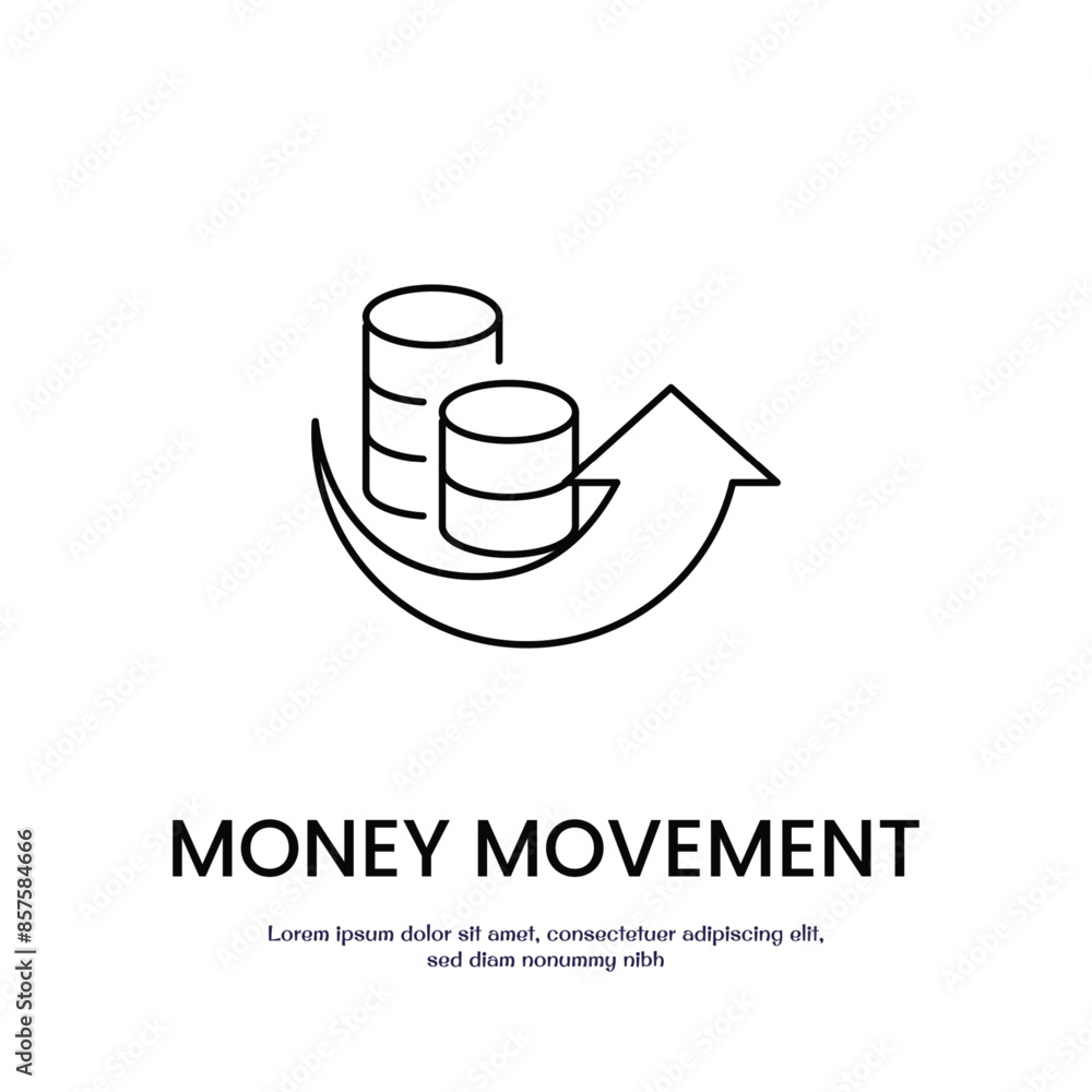 Poster money moving up thin outline icon vector design good for web or mobile app