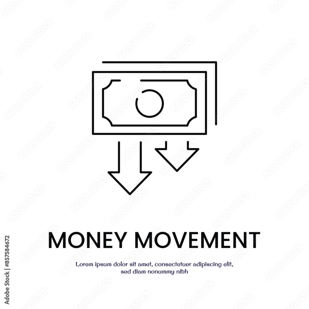 Aufkleber money moving down thin outline icon vector design good for web or mobile app