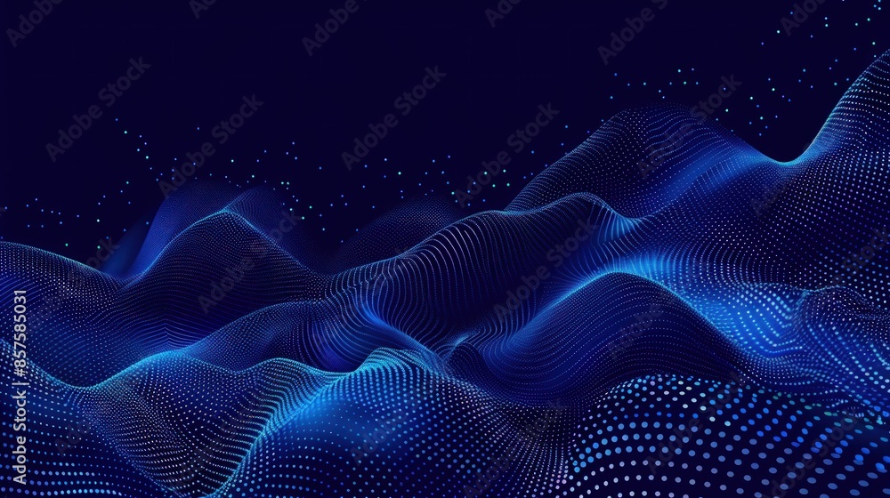 Wall mural a blue and purple image of a mountain range with a lot of dots. generate ai image - Wall murals